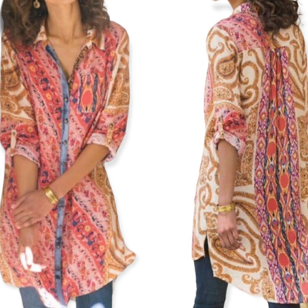 Soft Surroundings Brynn Mix Patterned Velvet Tuni… - image 1